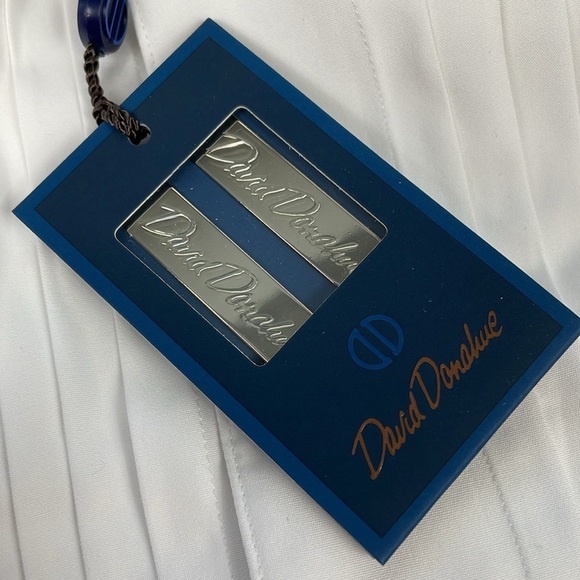 NWT David Donahue Trim Fit 18 Pleated Bib Front Formal Shirt White Sz 17.5 - Picture 12 of 13